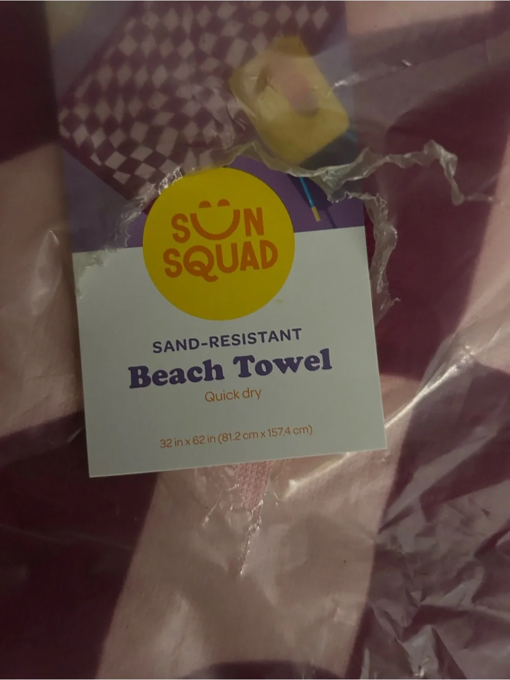 2 Sun Squad Maroon and light pink Checkerboard Beach Towel - Soft Sand-Resistant